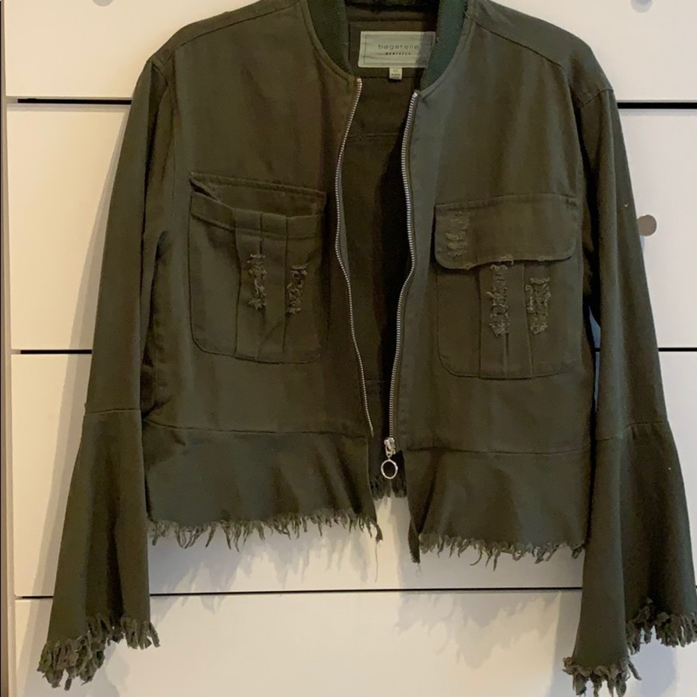 Green denim jacket